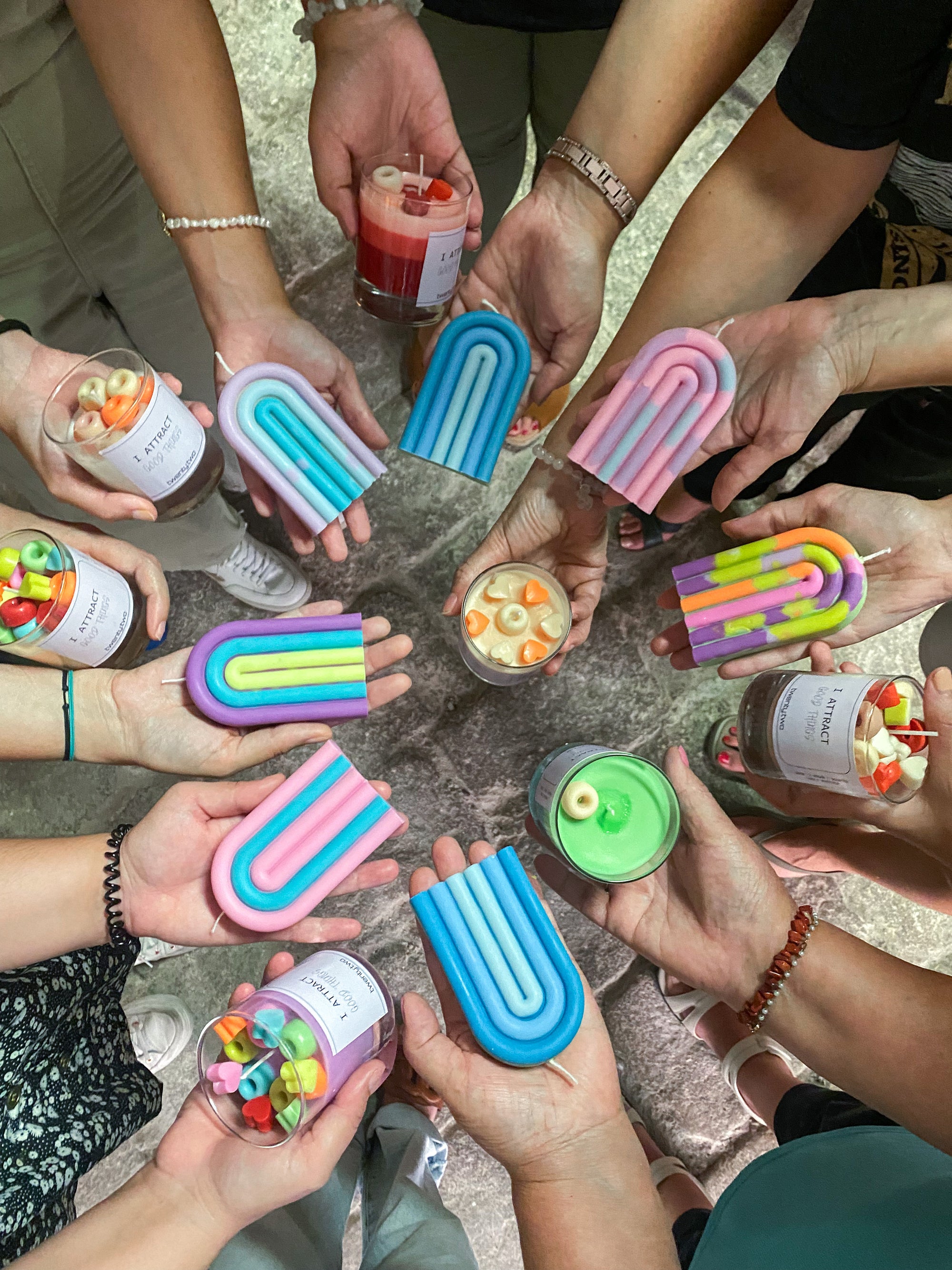 Taller de Velas Arco iris + vela tarro de cristal