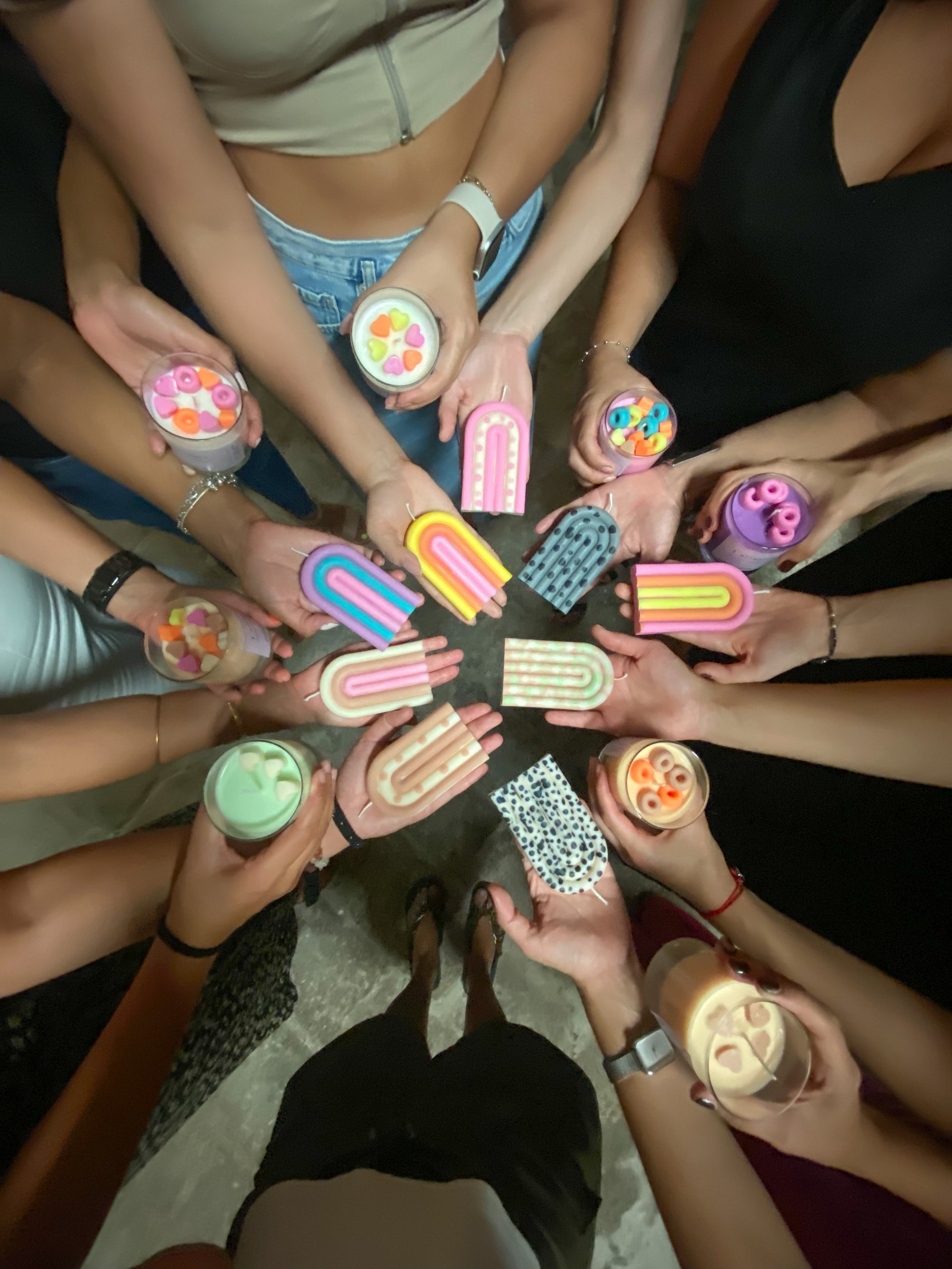 Taller de Velas Arco iris + vela tarro de cristal