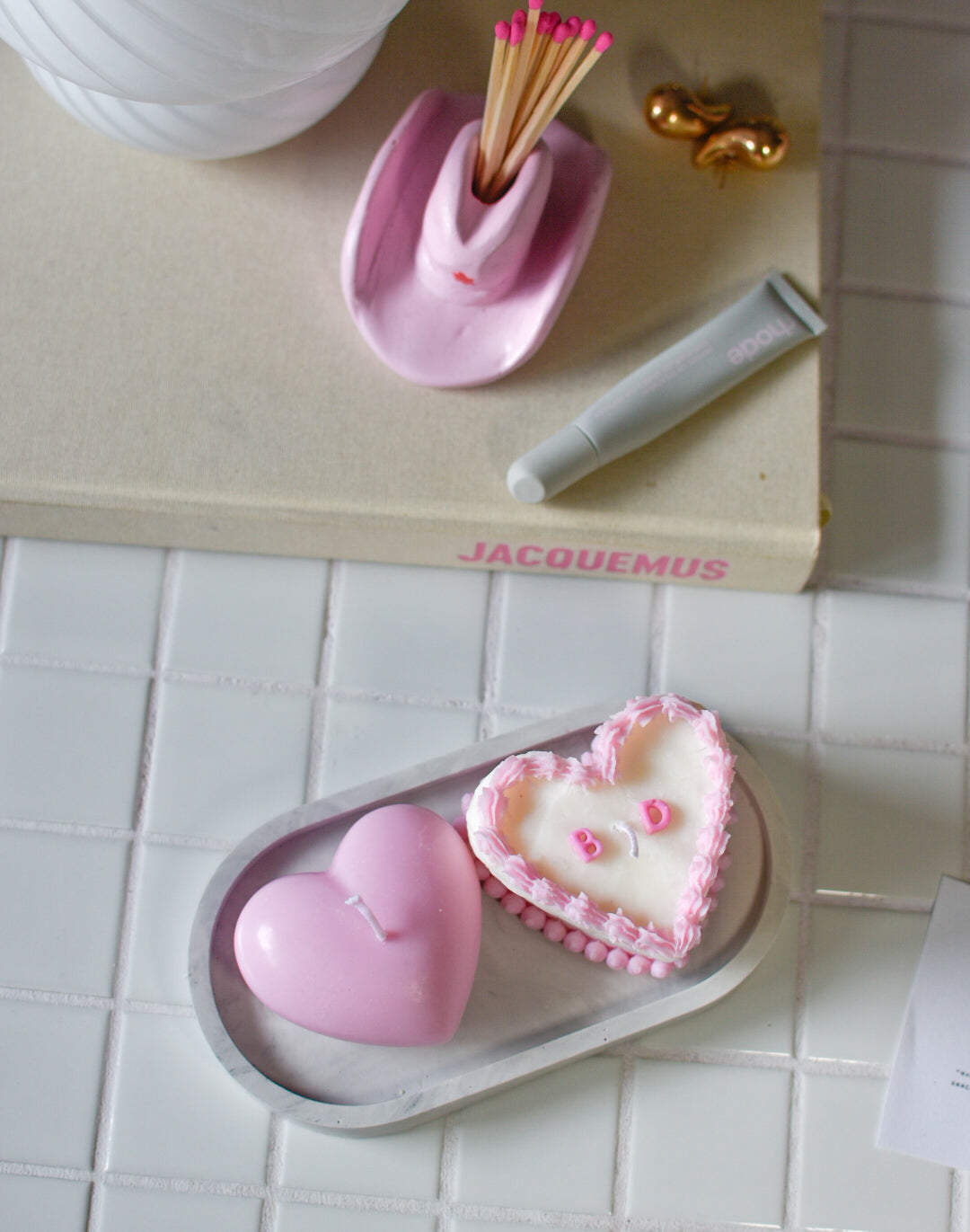 Pastel corazón vela