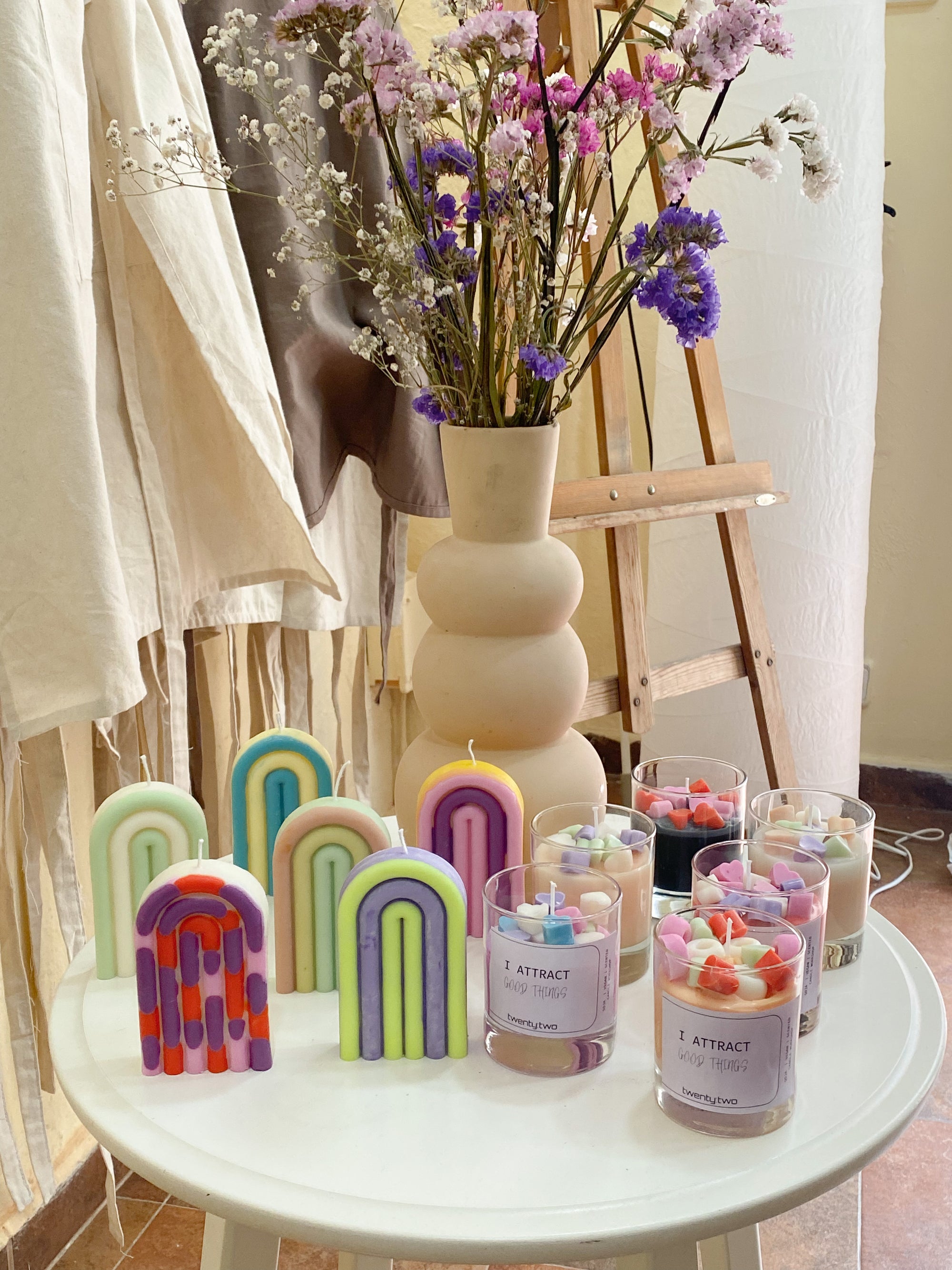 Taller de Velas Arco iris + vela tarro de cristal