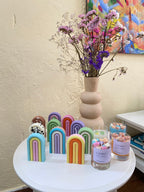 Taller de Velas Arco iris + vela tarro de cristal